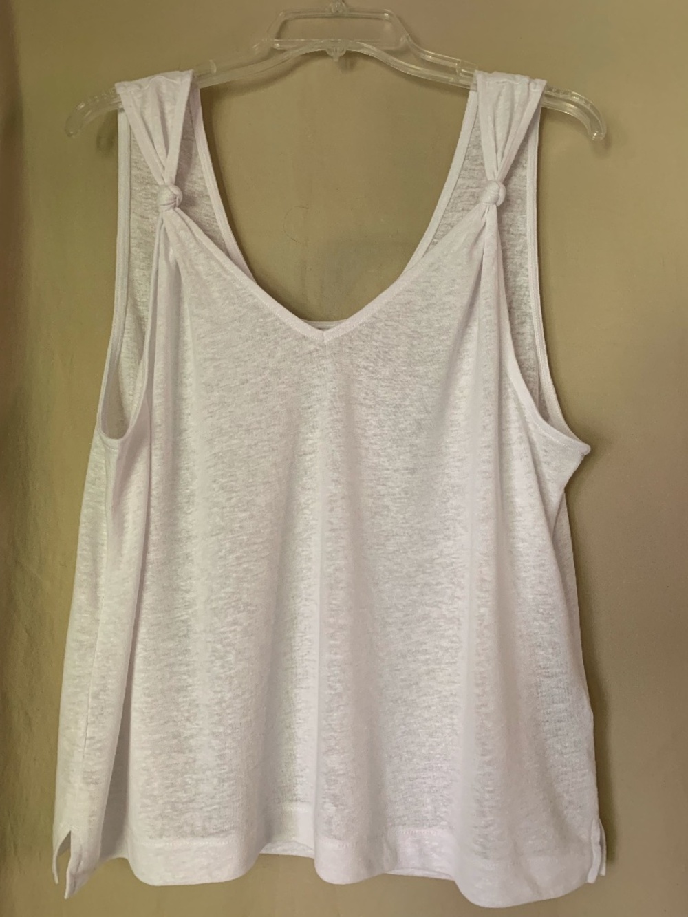 Madewell white linen blend knotted strap tank top